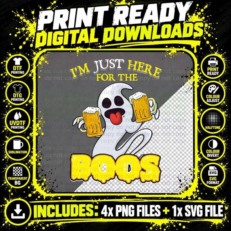 Ghost Holding Beer T-Shirt, Halloween Costume Png SVG Digital Bundle