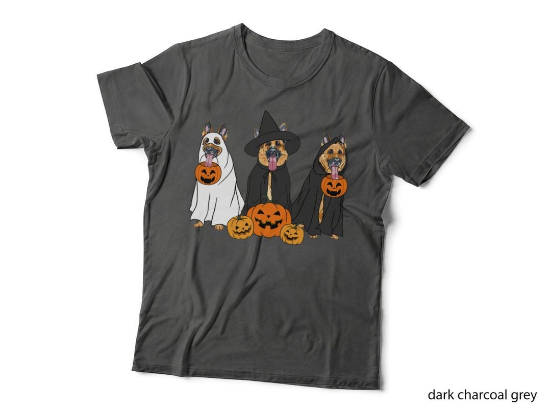 Ghost and Witch German Shepherd, German Shepherd Halloween T-Shirt