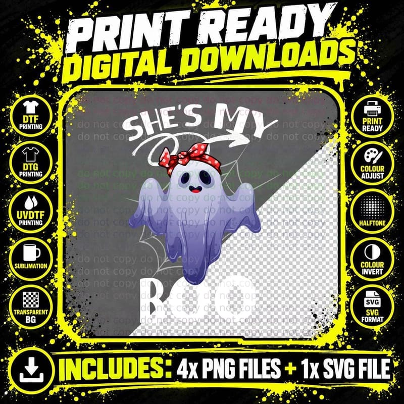 Ghost with Bandana T-Shirt, Halloween Costume Png SVG Digital Bundle