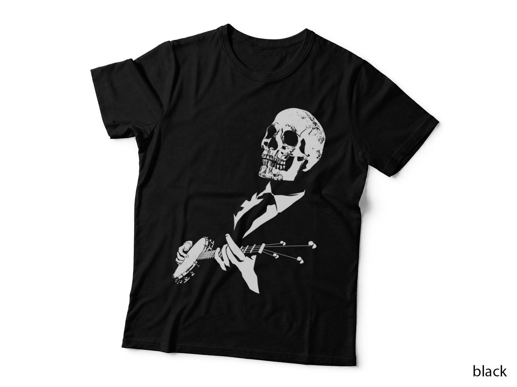 Gothic Skeleton Musician Banjo Player Bluegrass Halloween T-Shirt