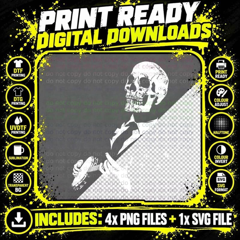 Gothic Skeleton Musician Banjo Player Bluegrass Png SVG Digital Bundle