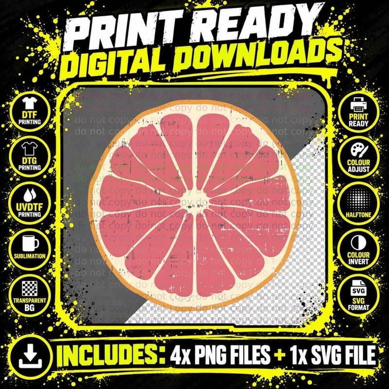 Grapefruit Pomelo Citrus Fruit DIY Easy Halloween Png SVG Digital Bundle