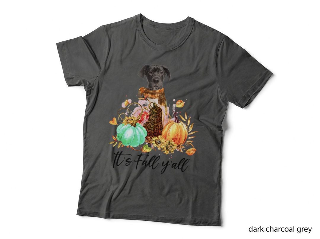 Great Dane T-Shirt, Fall Pumpkin Print, Pet Lover Apparel