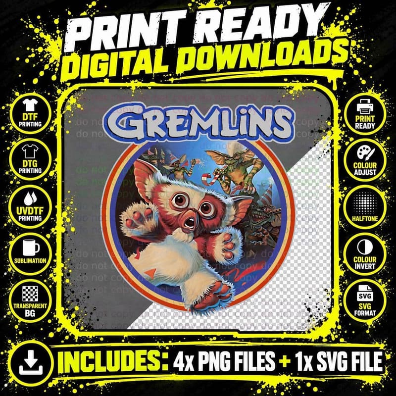 Gremlins Gizmo T-Shirt, Retro 80s Horror, Movie Fan Gift Png SVG Digital Bundle