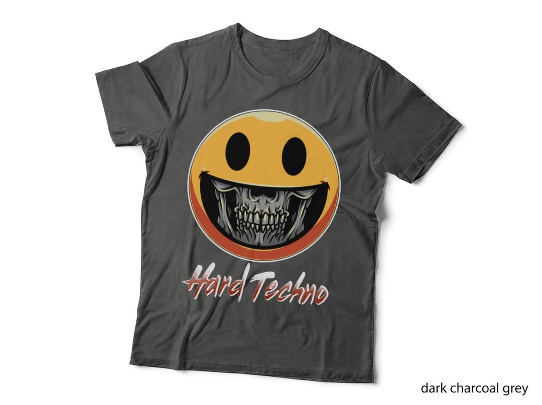 Grim Smiley Face T-Shirt, Halloween Gothic Style, Dark Humor Apparel