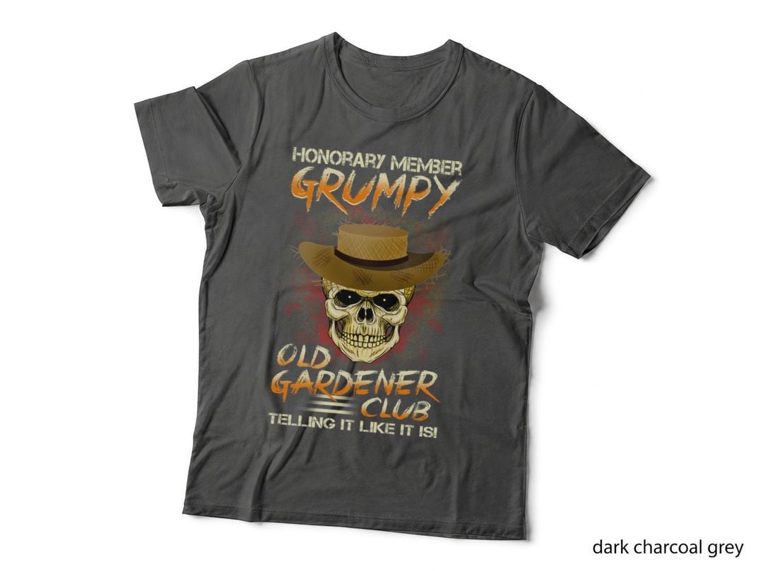 Grumpy Old Gardener Skull T-Shirt, Gothic Skull Print, Halloween Apparel