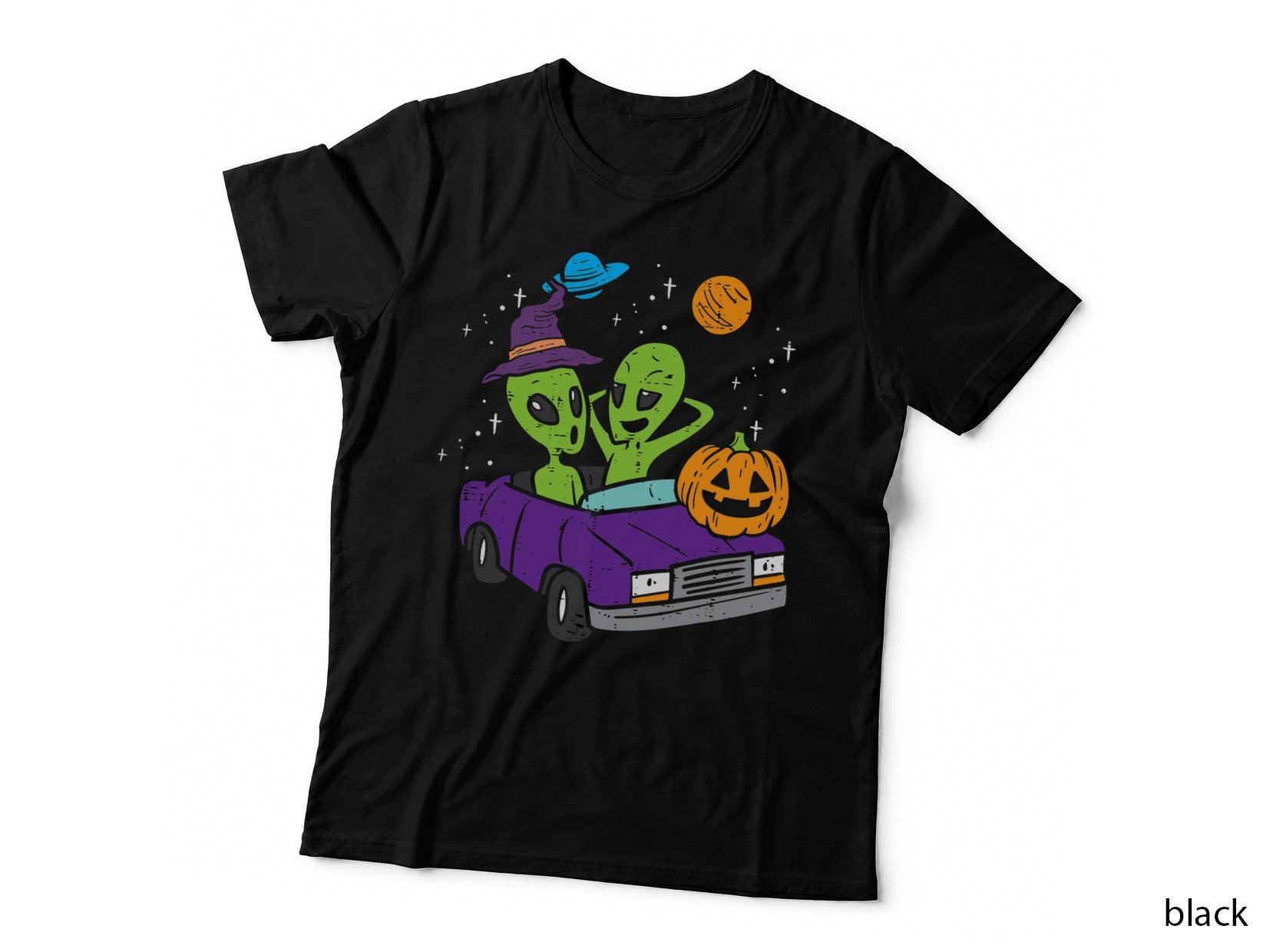 Halloween Aliens Driving ET UFO Space Costume Men Women Kids T-Shirt