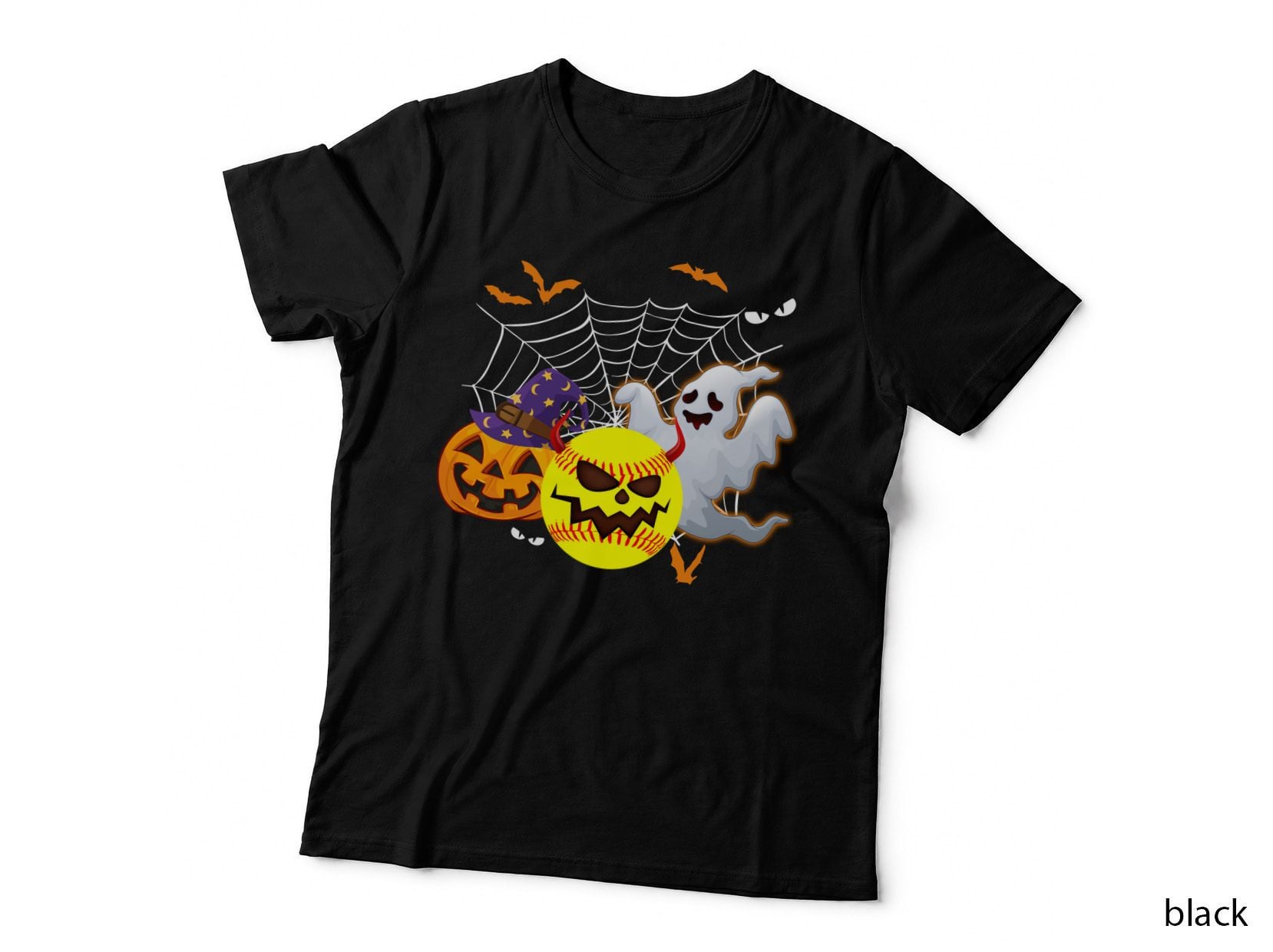 Halloween Baseball Ghost Pumpkin T-Shirt, Spooky Sports Theme