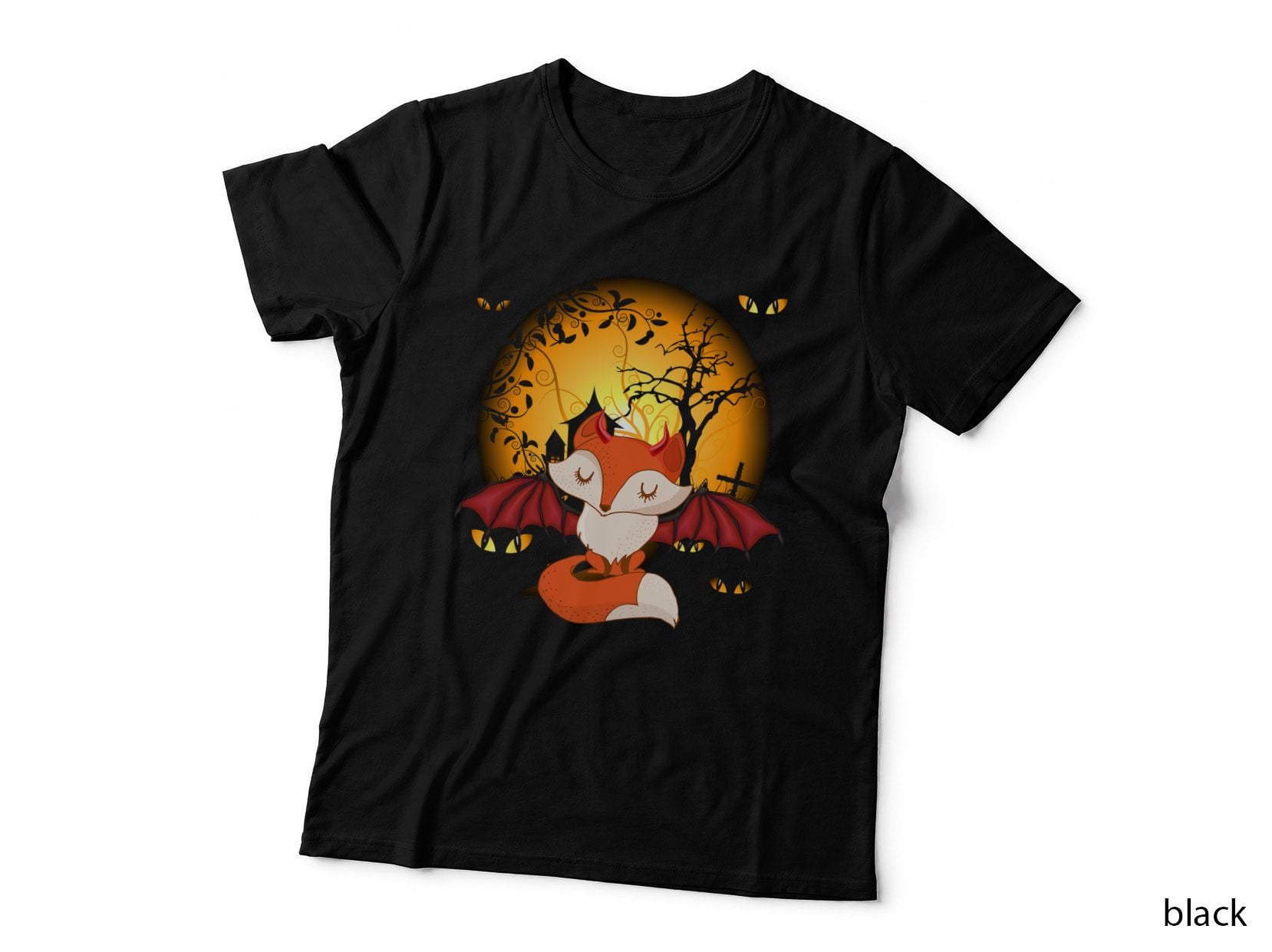 Halloween Bat Fox T-Shirt, Spooky Forest Theme, Pet Lover Apparel