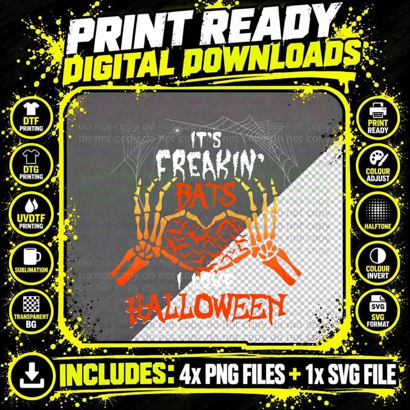 Halloween Bats T-Shirt, Spooky Halloween Design Png SVG Digital Bundle