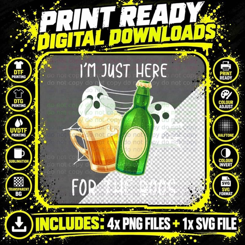 Halloween Beer Mug T-Shirt, Spooky Party Theme Png SVG Digital Bundle