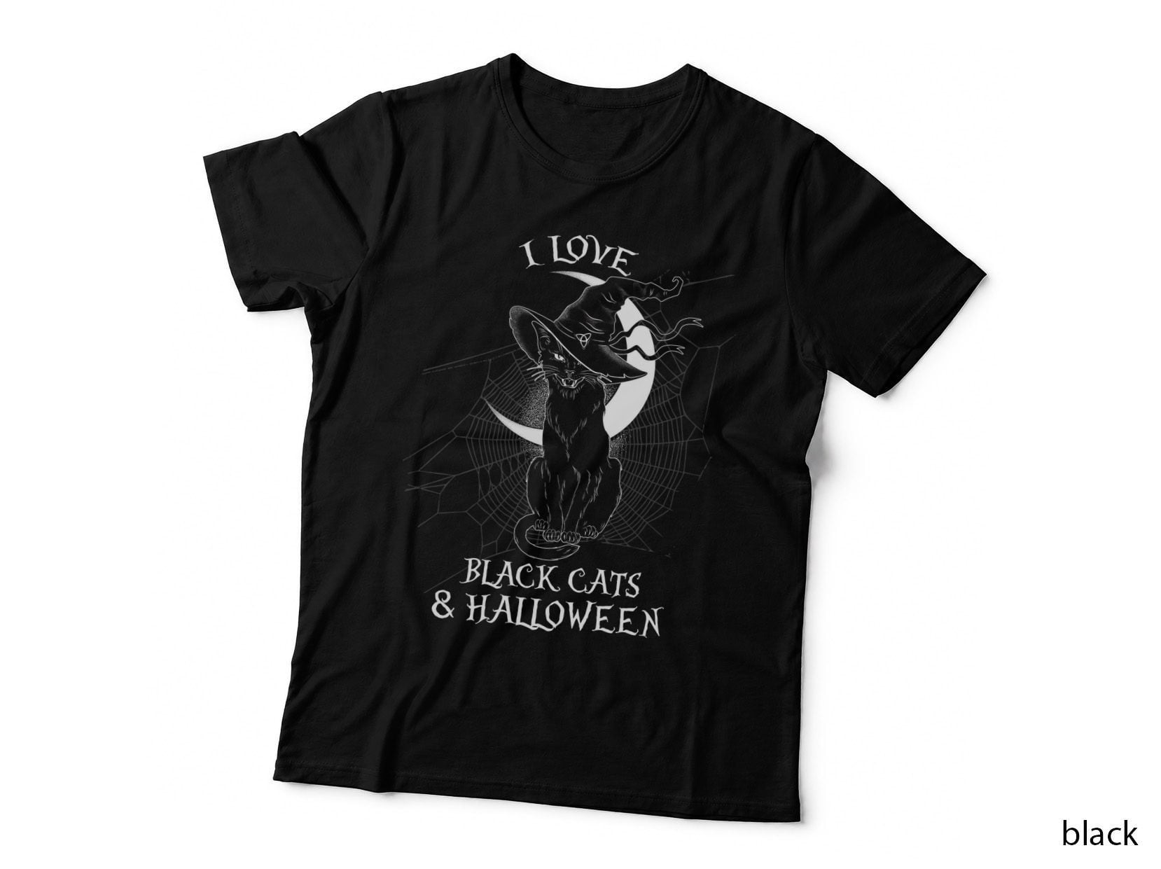 Halloween Cat in Spider Web T-Shirt, Spooky Halloween Design
