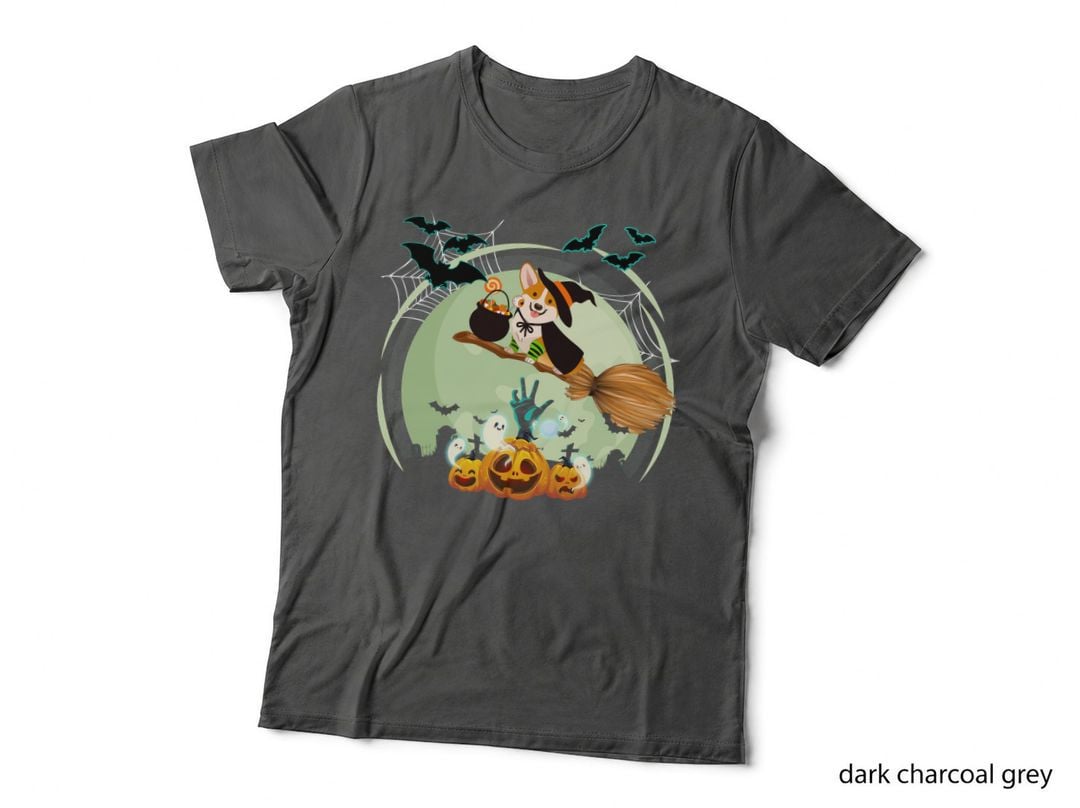 Halloween Corgi Witch T-Shirt, Spooky Pet Costume, Pet Lover Apparel