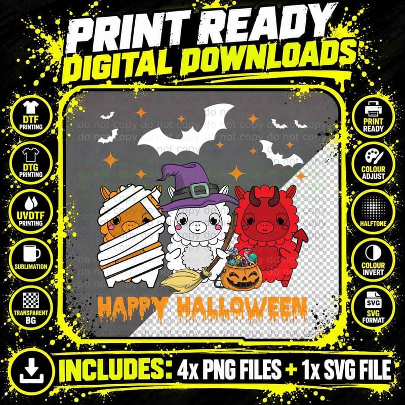Halloween Costume Characters T-Shirt, Spooky Party Theme Png SVG Digital Bundle