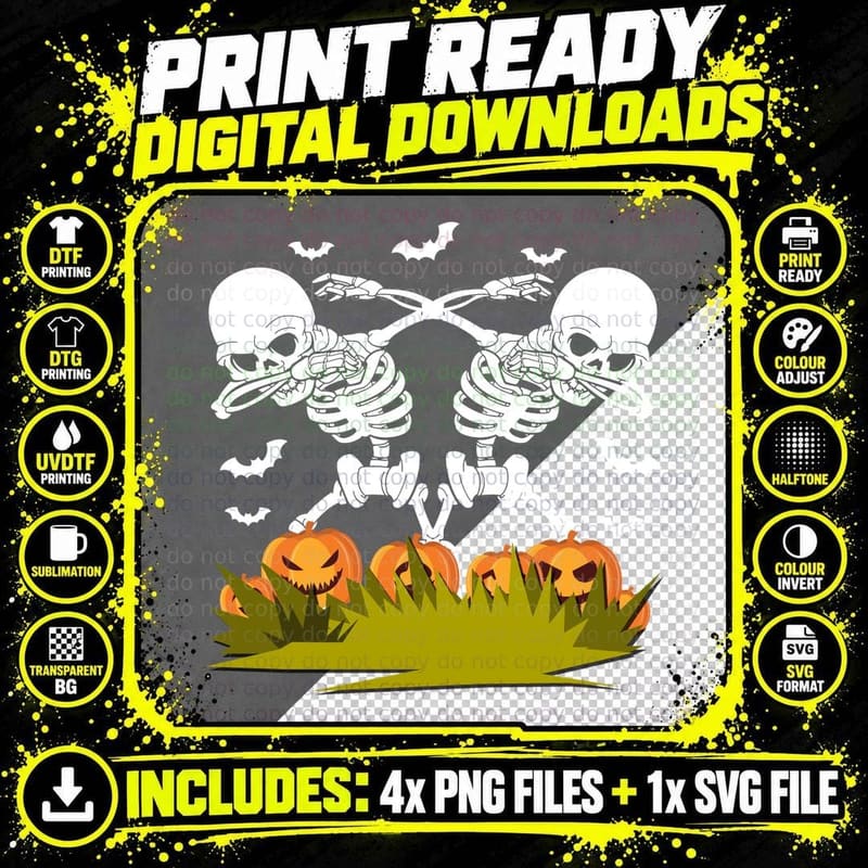 Halloween Dabbing Pumpkin T-Shirt, Spooky Halloween Theme Png SVG Digital Bundle