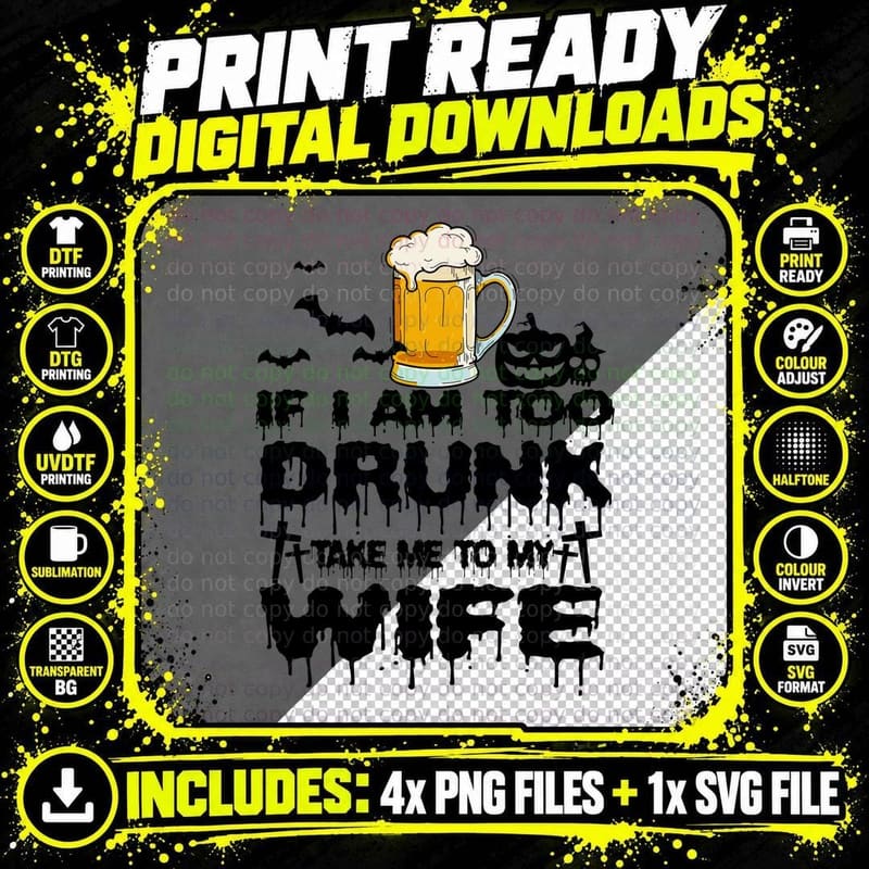 Halloween Drunk Husband T-Shirt, Funny Sarcasm Png SVG Digital Bundle