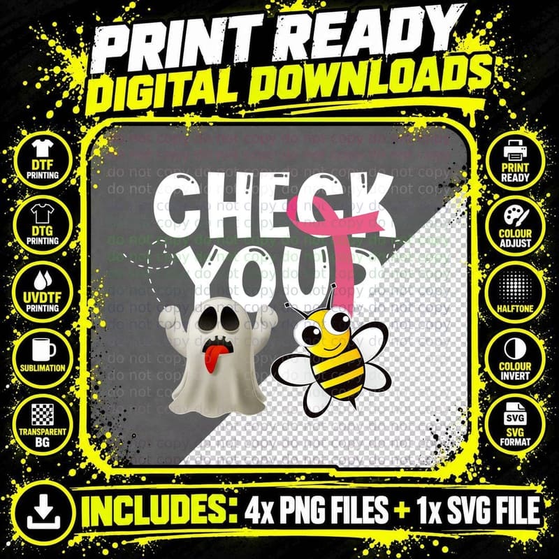 Halloween Ghost & Bee T-Shirt, Spooky Party Costume Png SVG Digital Bundle
