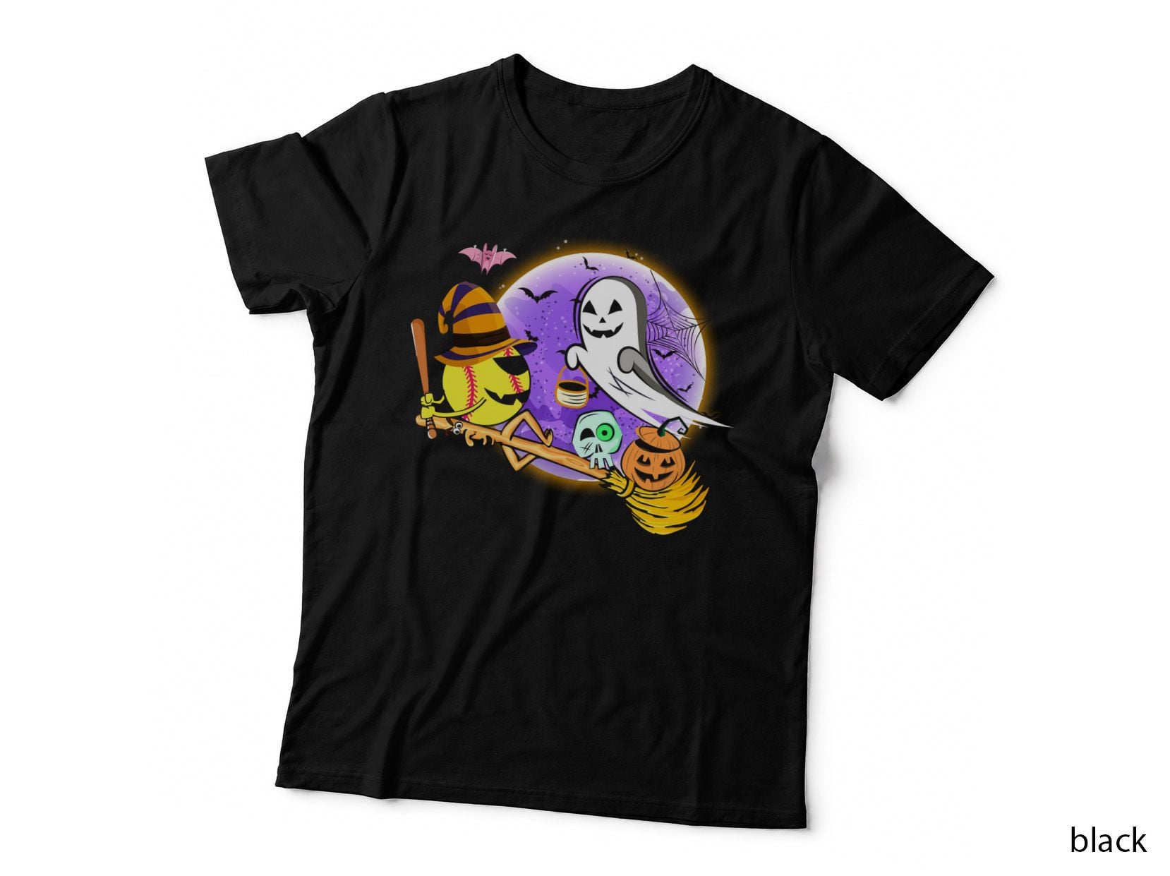 Halloween Ghost Baseball T-Shirt, Spooky Sports Style, Halloween Apparel