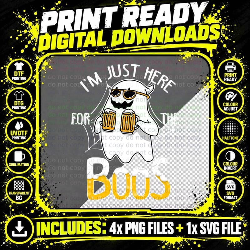 Halloween Ghost Beer T-Shirt, Costume Party, Spooky Fun Png SVG Digital Bundle