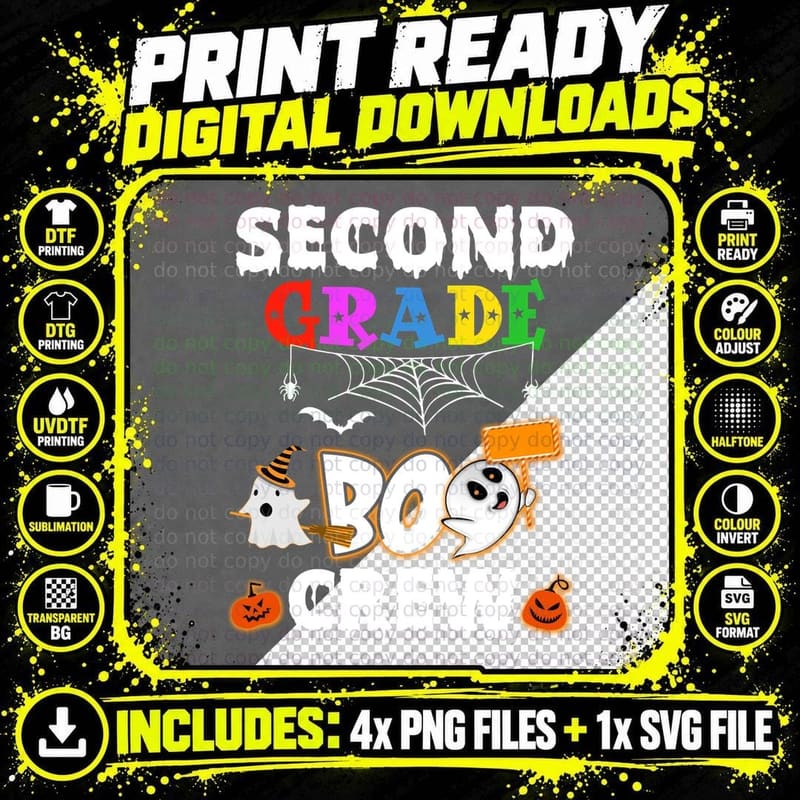 Halloween Ghost Boo T-Shirt, Spooky Halloween Theme Png SVG Digital Bundle