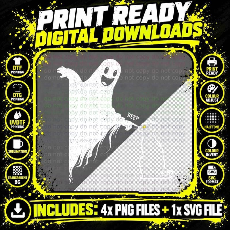 Halloween Ghost Cat Poking Nose T-Shirt Png SVG Digital Bundle