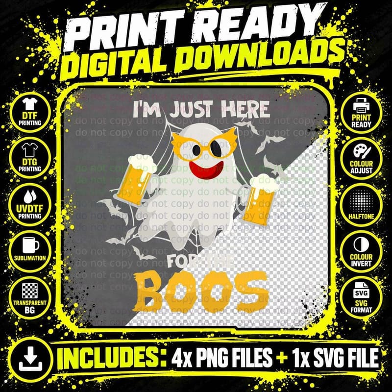 Halloween Ghost T-Shirt, Funny Boo Design, Party Humor Png SVG Digital Bundle