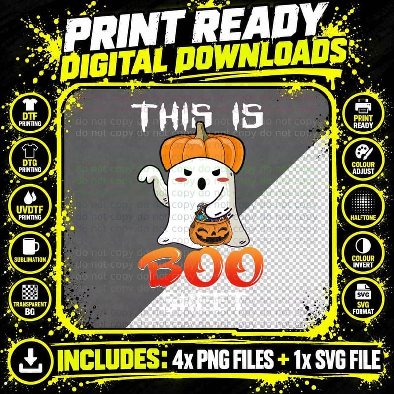 Halloween Ghost T-Shirt, Trick-Or-Treat Costume Png SVG Digital Bundle