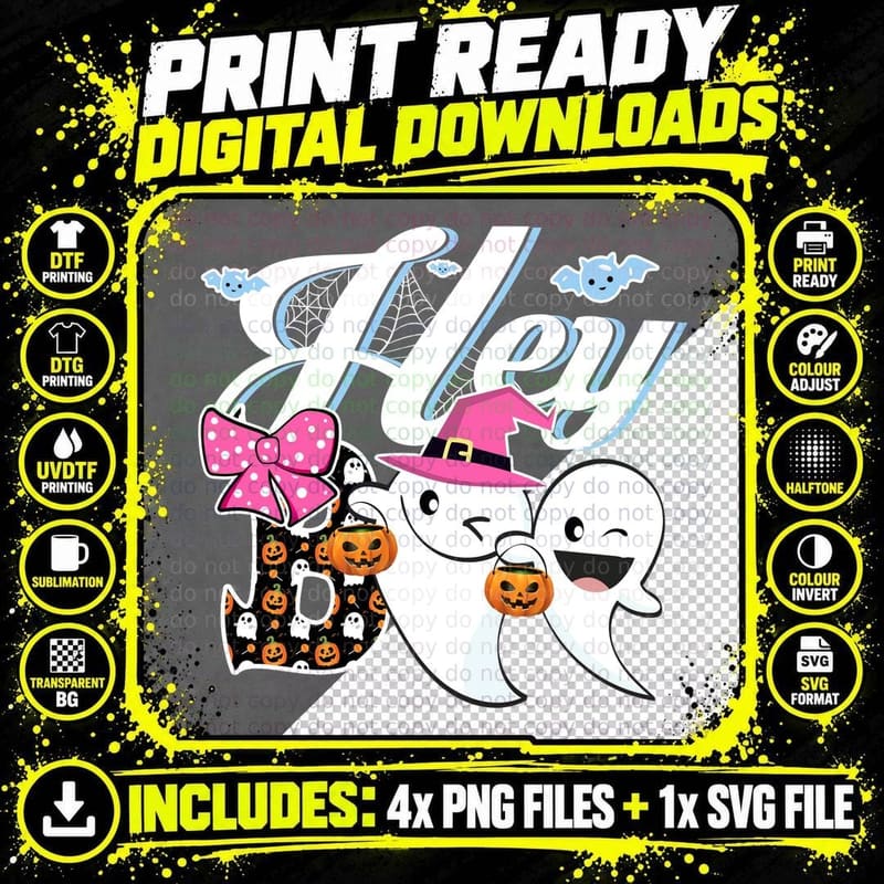 Halloween Ghosts Trick or Treat T-Shirt Png SVG Digital Bundle