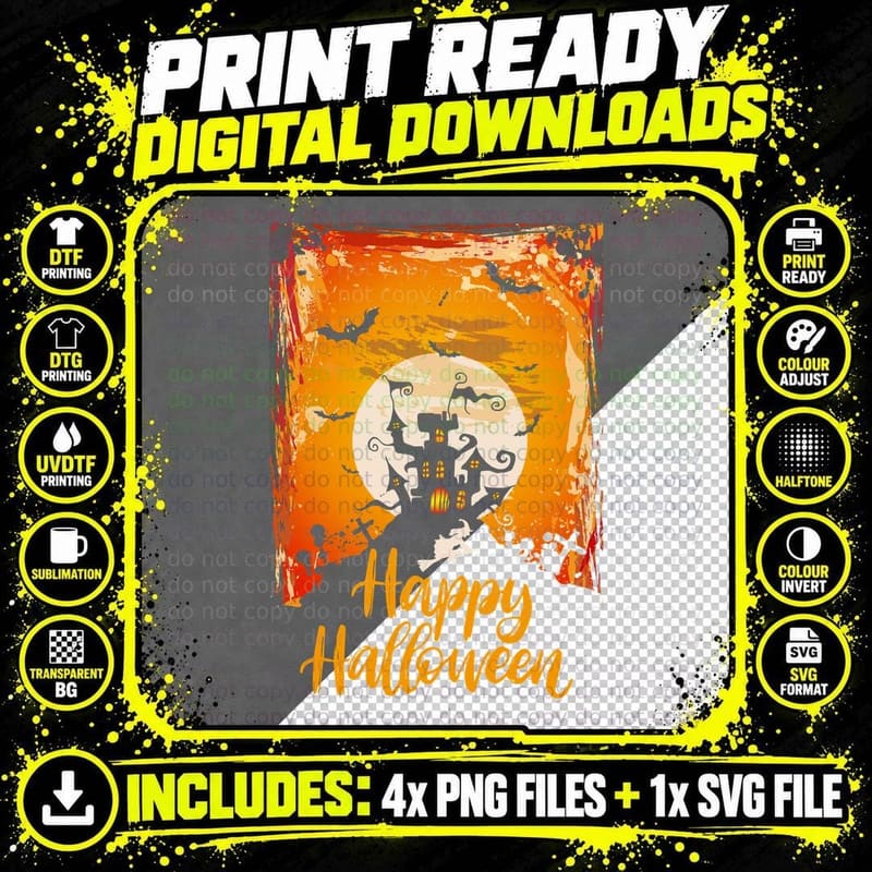 Halloween Haunted House T-Shirt, Spooky Scary Design Png SVG Digital Bundle