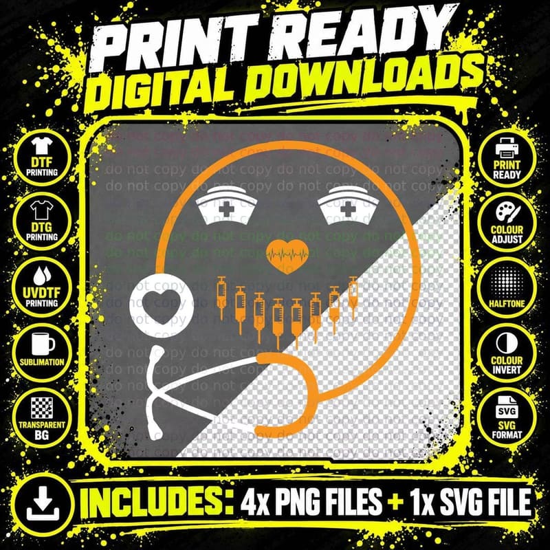 Halloween Heartbeat Syringes T-Shirt Png SVG Digital Bundle