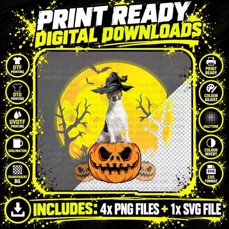 Halloween Jack Russell Terrier T-Shirt Png SVG Digital Bundle