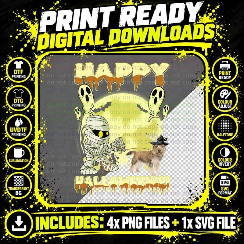 Halloween Mummy Cairn Terrier T-Shirt Png SVG Digital Bundle