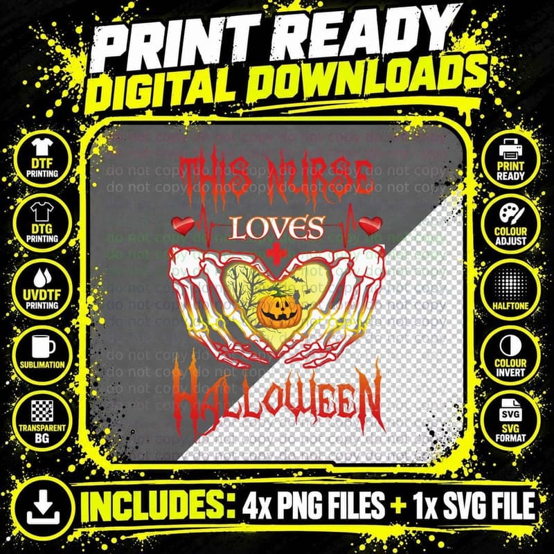 Halloween Nurse Love T-Shirt, Spooky Nurse Costume Png SVG Digital Bundle