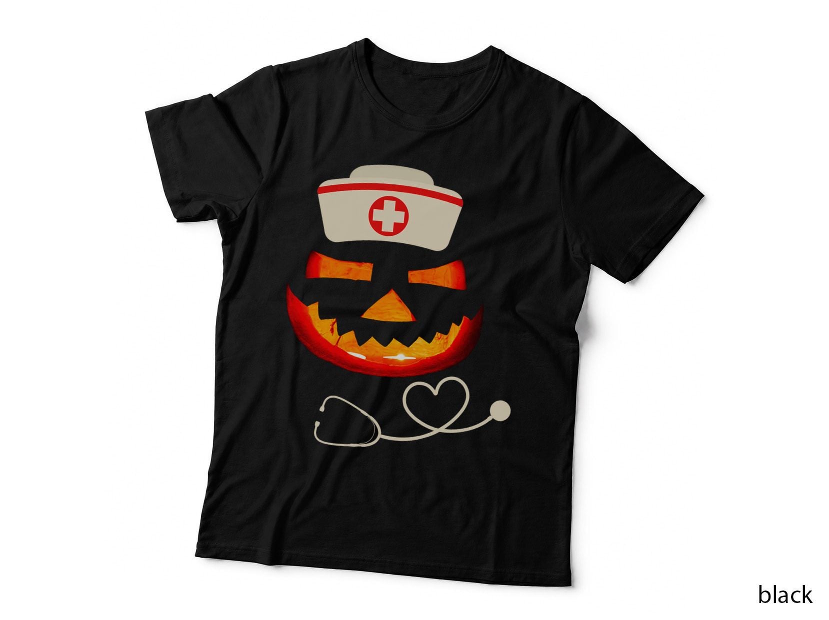 Halloween Nurse Pumpkin Carved T-Shirt, Spooky Horror Costume
