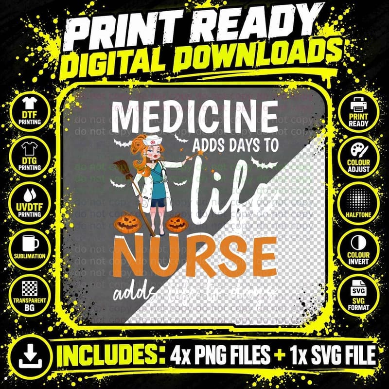 Halloween Nurse T-Shirt, Spooky Costume Design Png SVG Digital Bundle