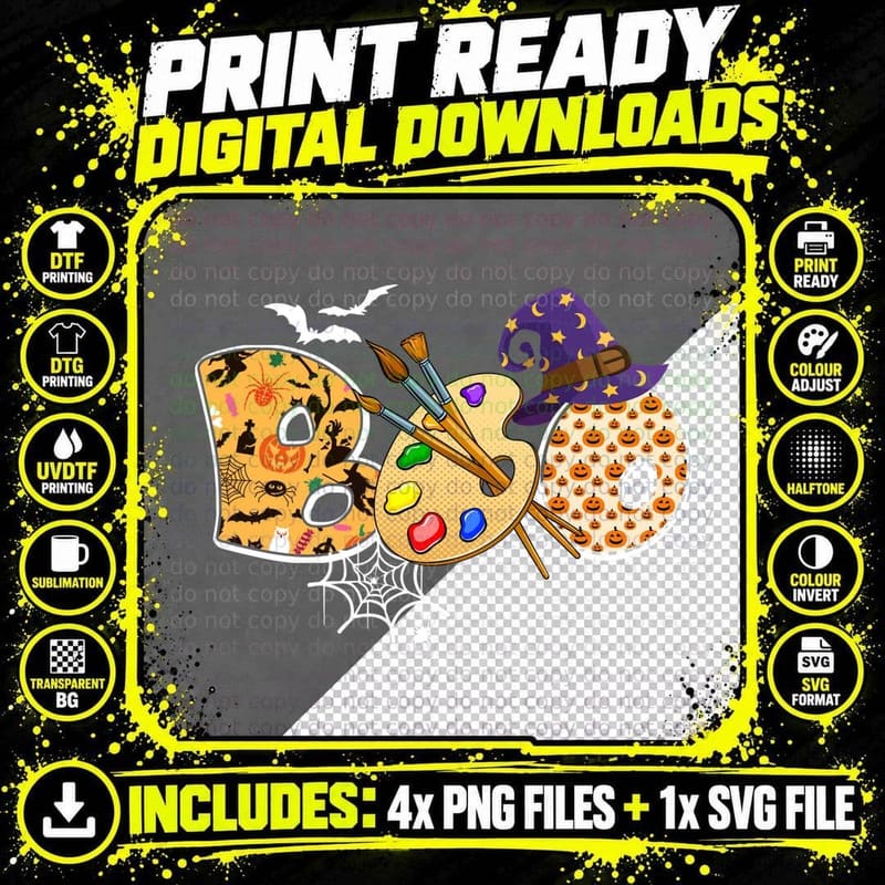 Halloween Palette T-Shirt, Artistic Costume Design Png SVG Digital Bundle