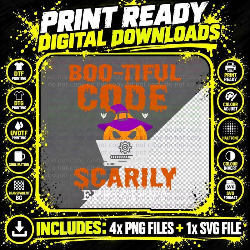 Halloween Programmer Coder Software Web Developer Coding Png SVG Digital Bundle