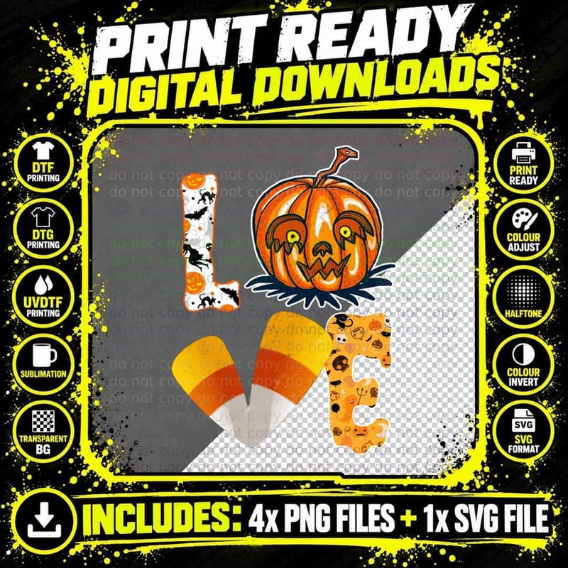 Halloween Pumpkin Candy Corn T-Shirt Png SVG Digital Bundle