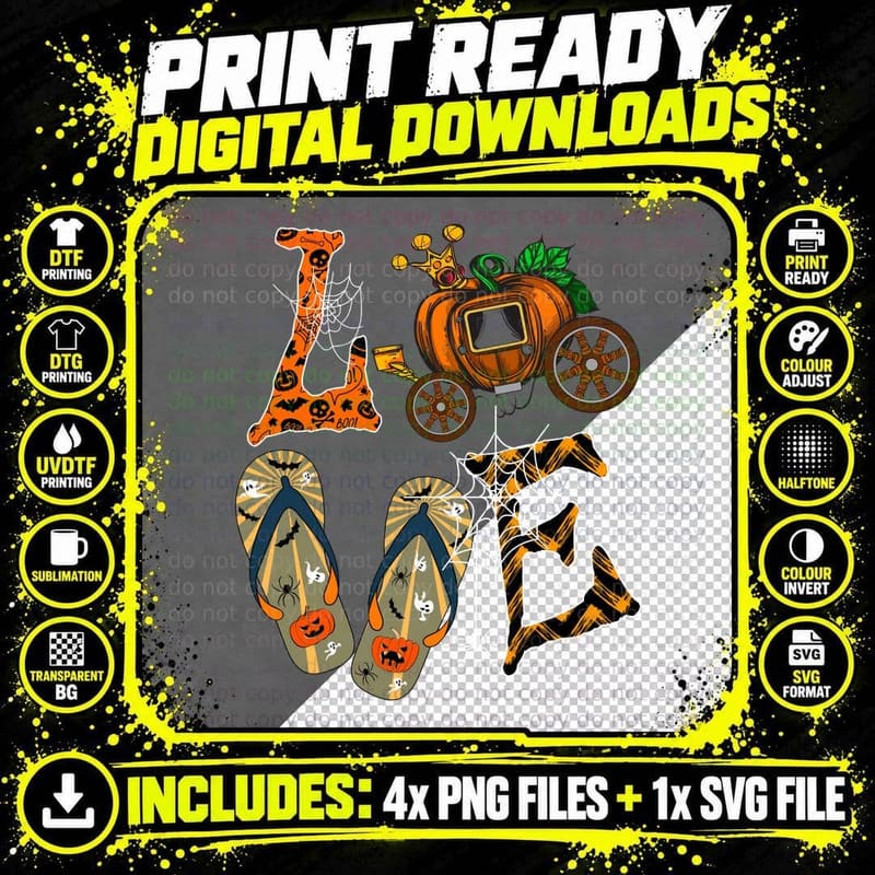 Halloween Pumpkin Carriage T-Shirt Png SVG Digital Bundle