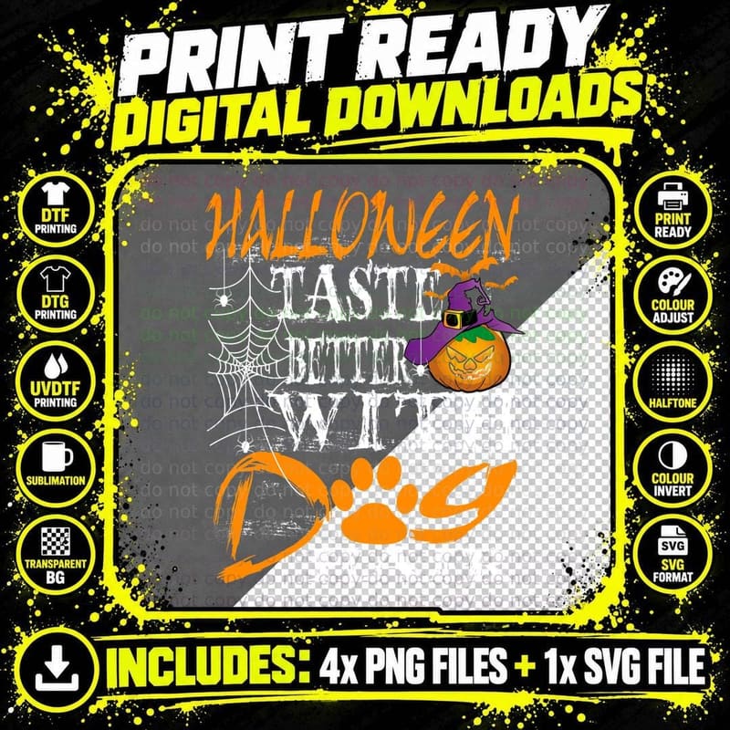 Halloween Pumpkin Dog Paw T-Shirt, Spooky Pet Costume Png SVG Digital Bundle