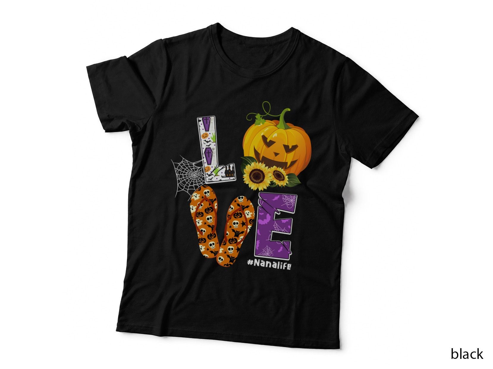 Halloween Pumpkin Flip Flops, Spooky Halloween Design T-Shirt