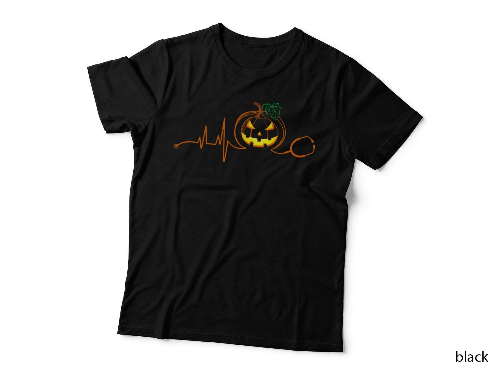 Halloween Pumpkin Heartbeat T-Shirt, Spooky Halloween Design