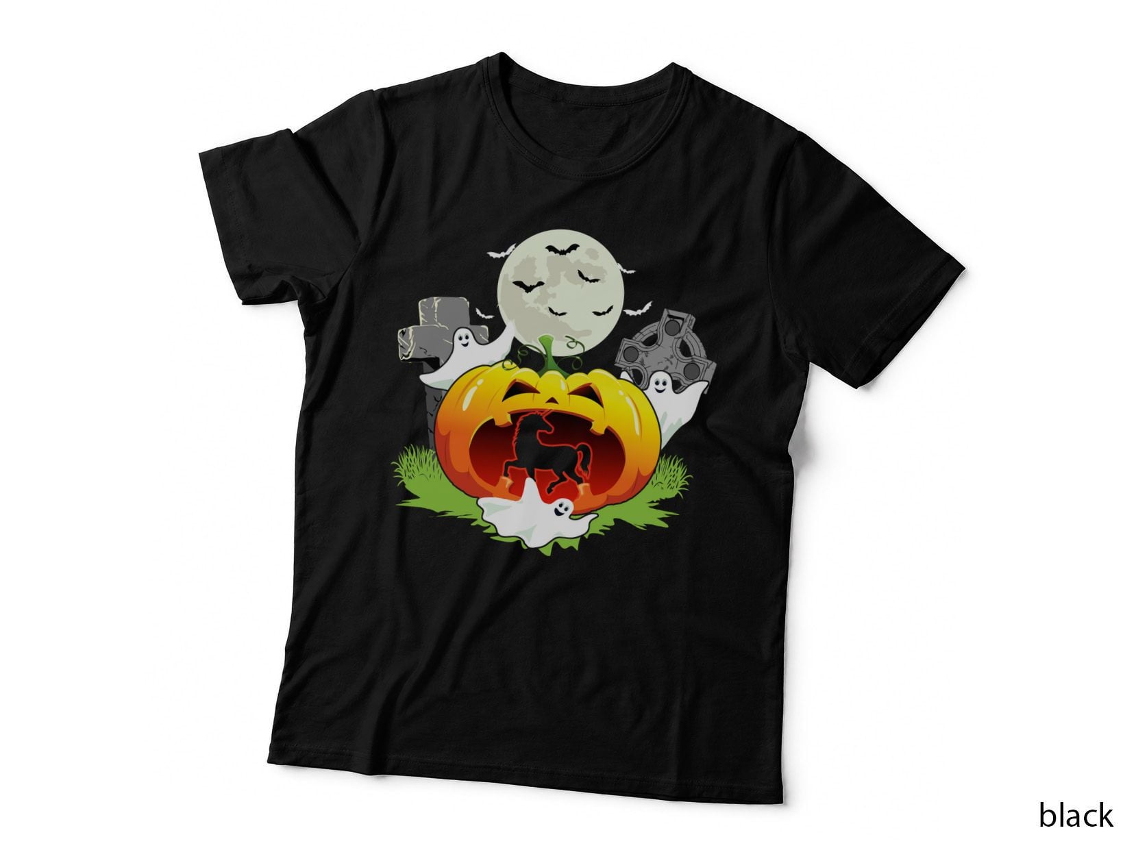 Halloween Pumpkin Horse T-Shirt, Spooky Halloween Print, Pet Lover Apparel