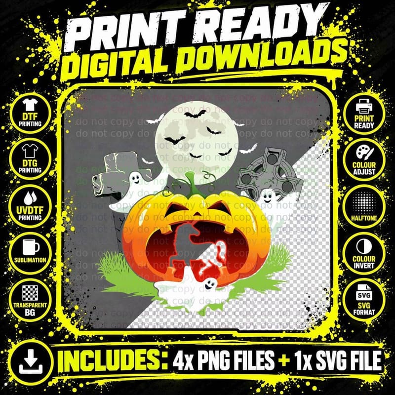 Halloween Pumpkin Horse T-Shirt, Spooky Halloween Print Png SVG Digital Bundle