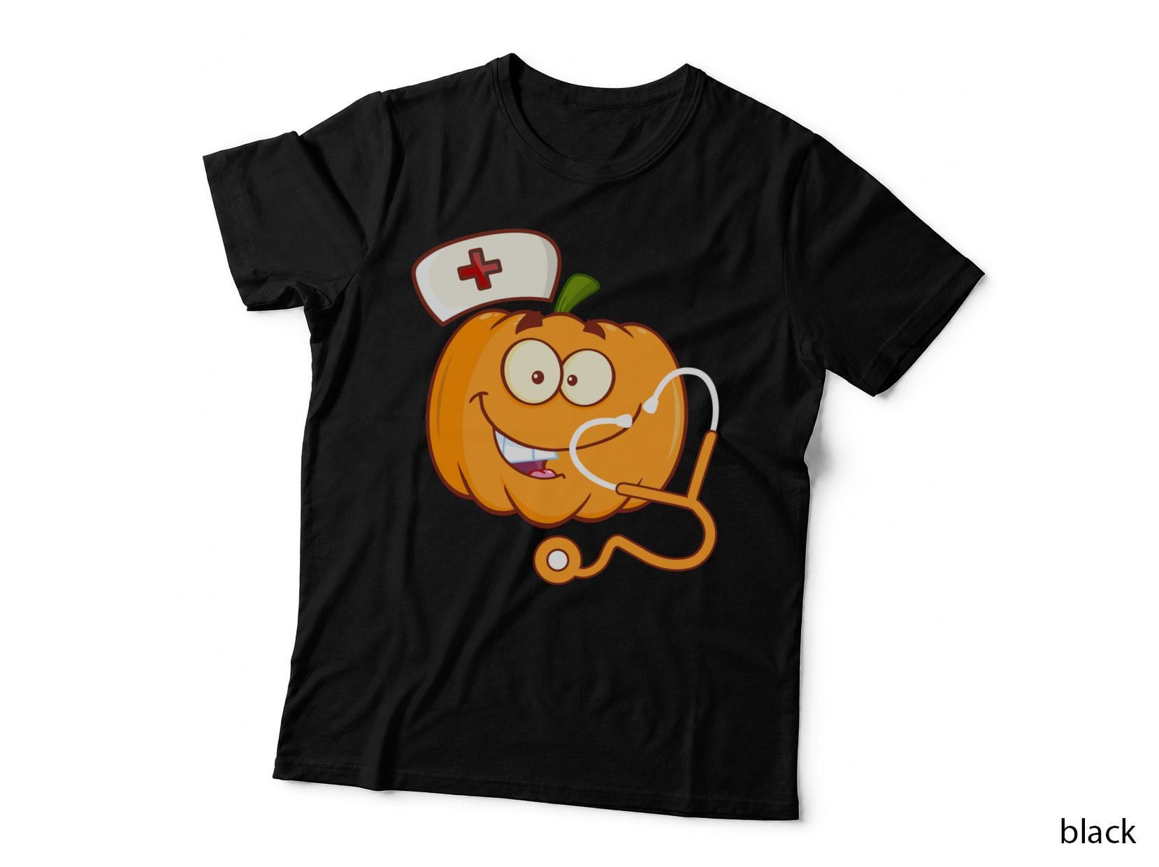 Halloween Pumpkin Nurse T-Shirt, Costume Party, Spooky Halloween Print