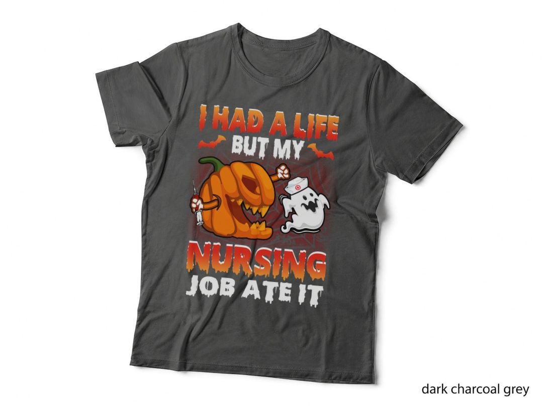 Halloween Pumpkin Nurse T-Shirt, Spooky Horror Theme