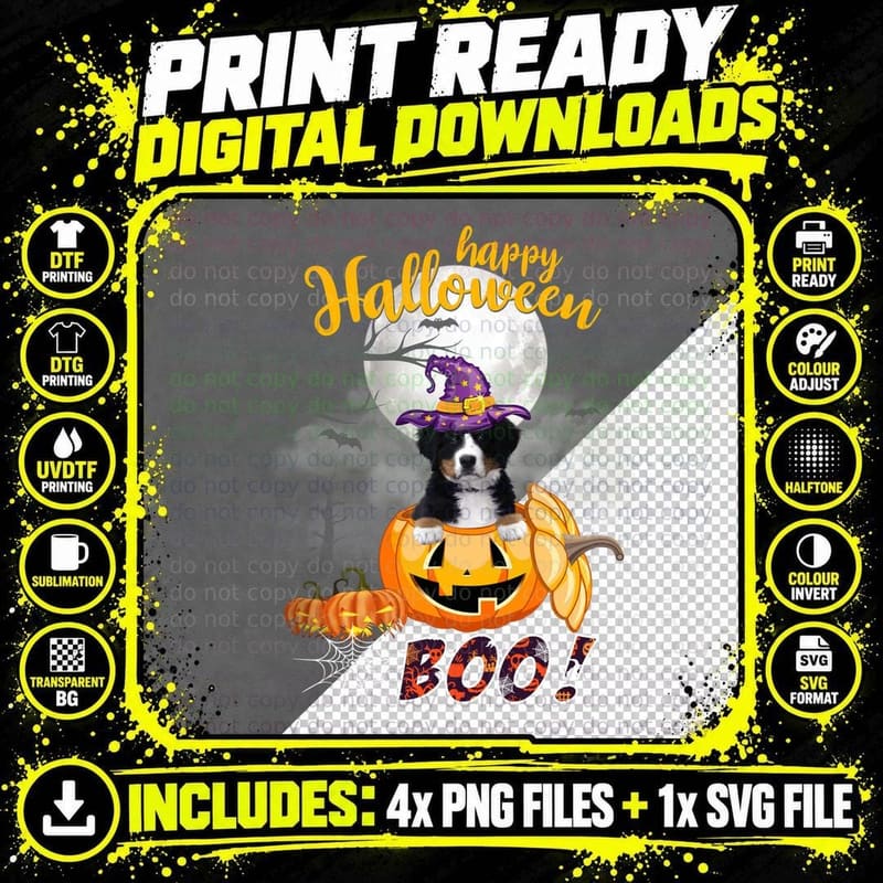Halloween Pumpkin Puppy T-Shirt, Halloween Costume Png SVG Digital Bundle