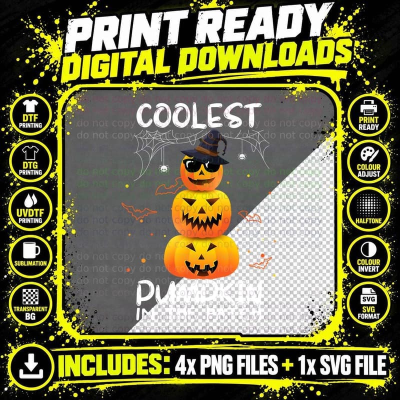 Halloween Pumpkin Stack T-Shirt, Spooky Jack-O-Lanterns Png SVG Digital Bundle