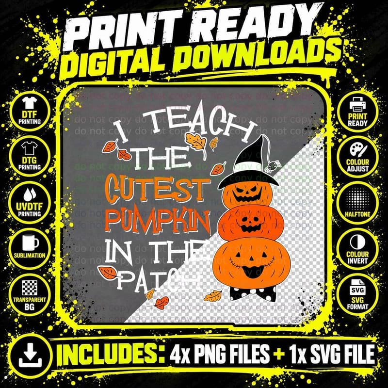 Halloween Pumpkin T-Shirt, Cutest Jack-O-Lantern Design Png SVG Digital Bundle