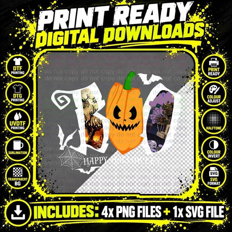 Halloween Pumpkin T-Shirt, Spooky Jack-O'-Lantern Design Png SVG Digital Bundle